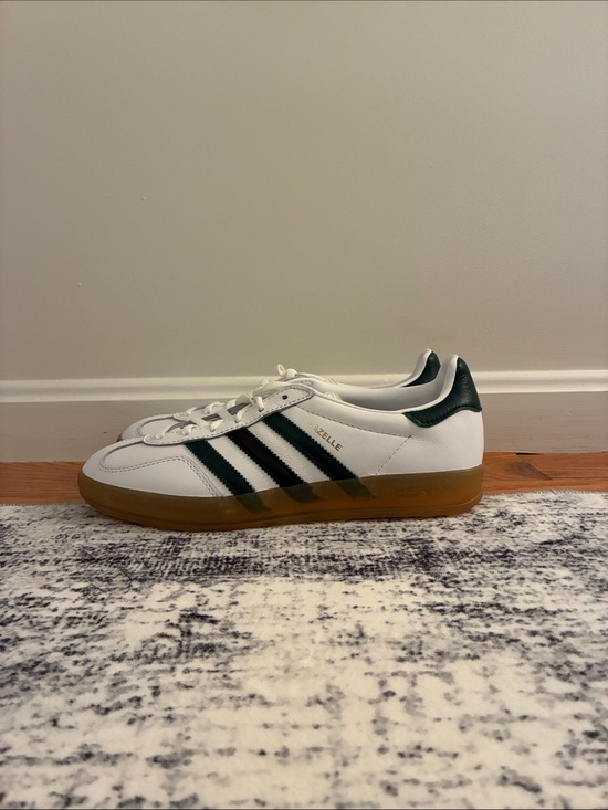 adidas Shoes - adidas Gazelle leather shoe with green and black stripes